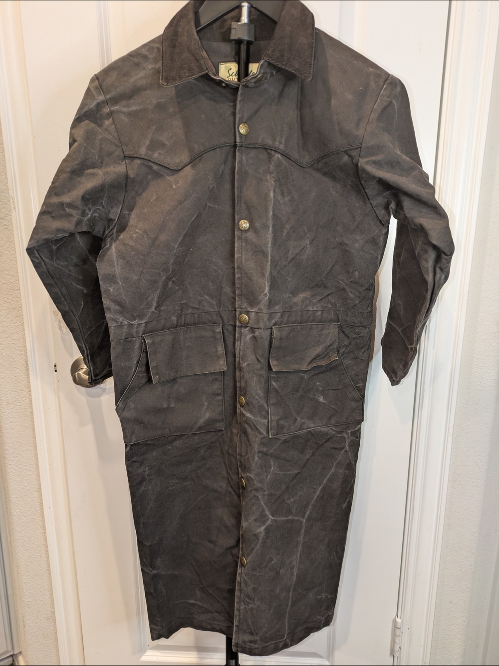 Schaefer Outfitter Youth 12 Waxed Canvas Duster Coat Brown Western Ranch USA
